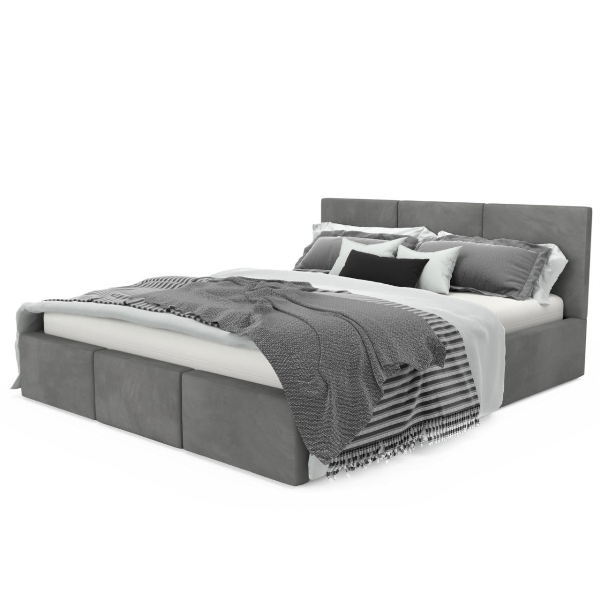 Łóżko tapicerowane 120x200x88 cmdo sypialni z pojemnikiem automatycznym na pościel  szare nr. 10