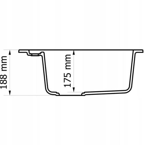 Zlewozmywak granitowy 1-komorowy 77x43x17,7 cm MERKURY 30 z ociekaczem głęboka czerń nr. 5