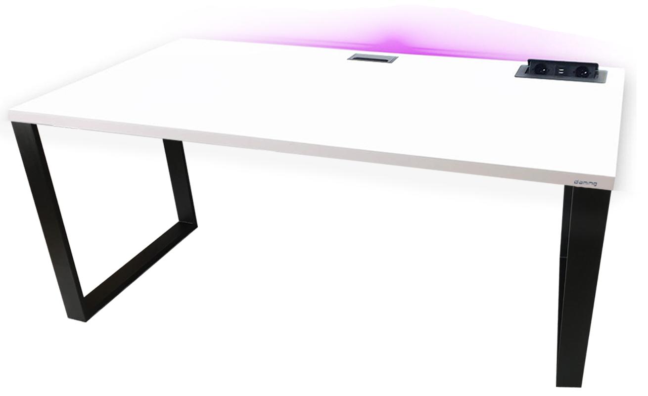 Biurko gamingowe model 3 Top 160x71x80 cm białe LOFT LED RGB pilot przepust HUB USB blat 3,6 cm nr. 3