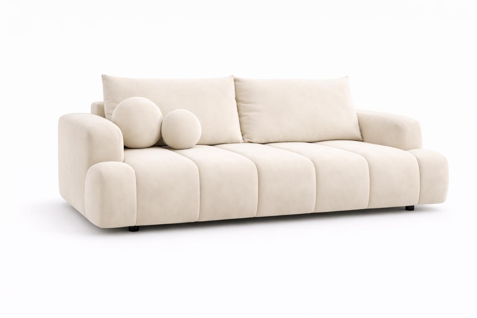 Kanapa rozkładana trzyosobowa Mediolan 250 cm BLUVEL 22 sofa z funkcją spania velvet kremowa nr. 2
