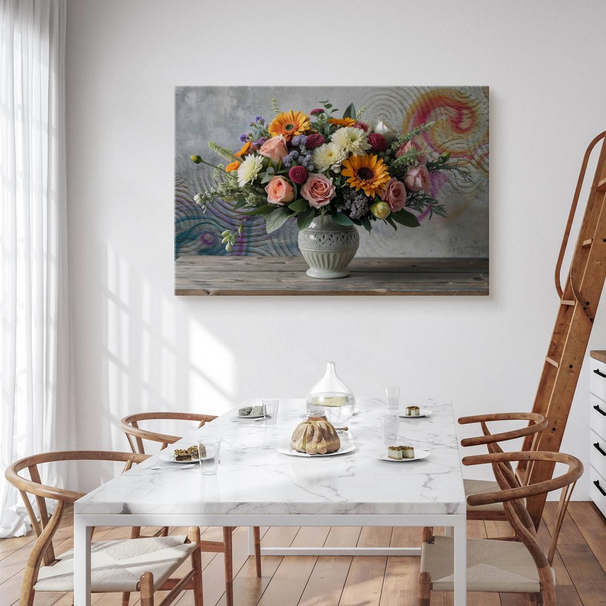Obraz Na Płótnie Bukiet Kwiatów W Wazonie 120x80 Styl Nowoczesny nr. 4
