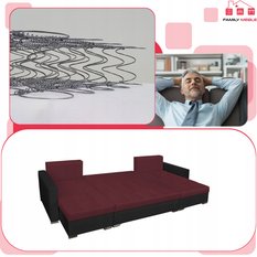 Narożnik Figo BIG 296x74x140 cm kształt U z funkcją spania i przechowywania do salonu Twist czarno bordowy - Miniaturka zdjęcia nr 5