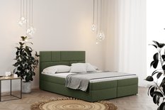 Łóżko BALI 200x200 cm z funkcją przechowywania i materacem do sypialni oliwkowa