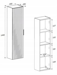 Komplet mebli łazienkowych ADEL szafka pod umywalkę z blatem 120 cm słupek wiszący ryflowany kaszmir - Miniaturka zdjęcia nr 5