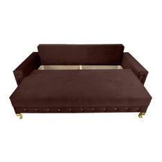 Kanapa PERIA glamour 230x95x85 cm z funkcją spania i przechowywania kryształki welur brązowa do salonu - Miniaturka zdjęcia nr 6