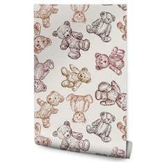 Tapeta Do Pokoju Dzieci Szkicowane PLUSZOWE Misie  - Miniaturka zdjęcia nr 1