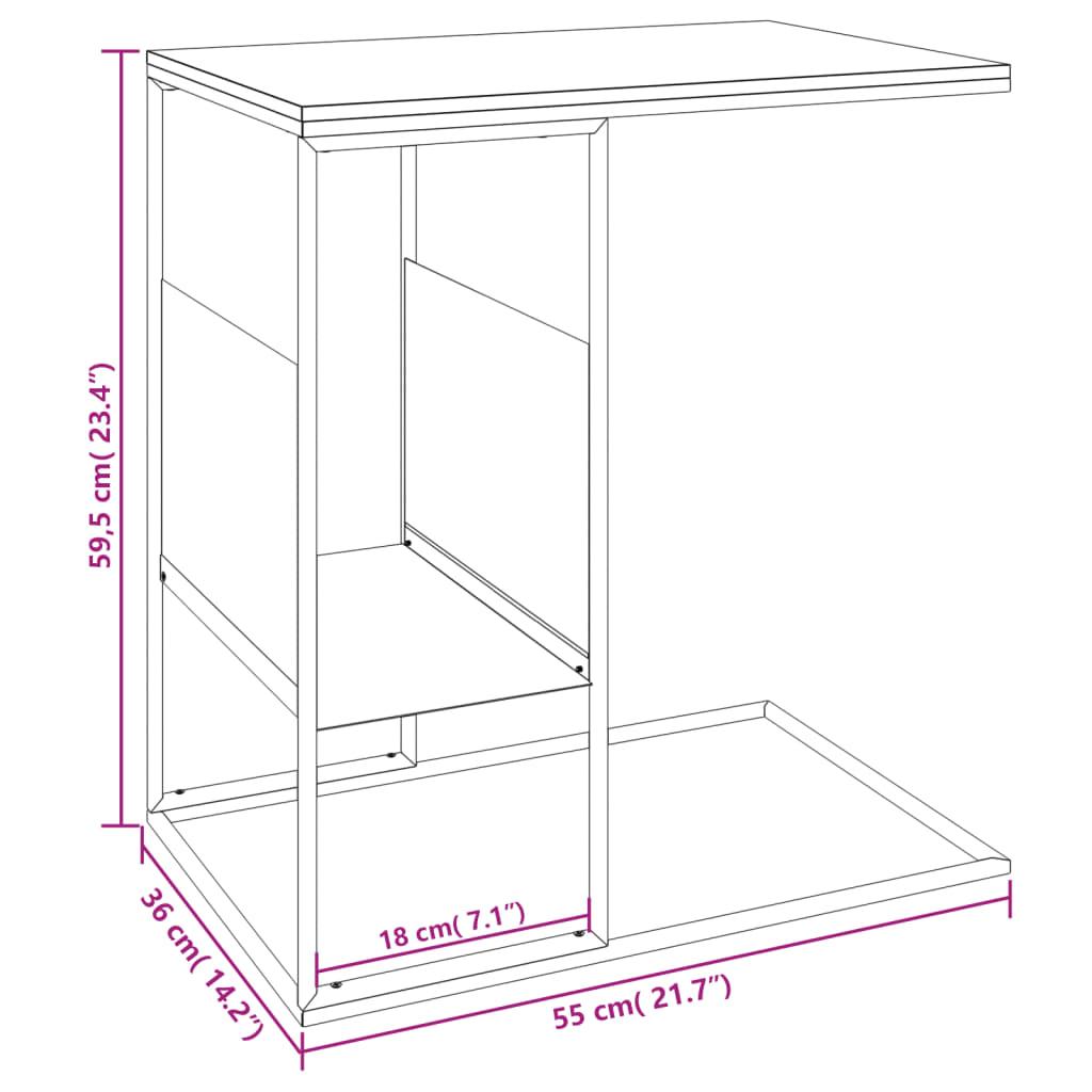 Stolik kawowy 55x36x59,5 cm boczny na metalowej ramie czarny do salonu nr. 6