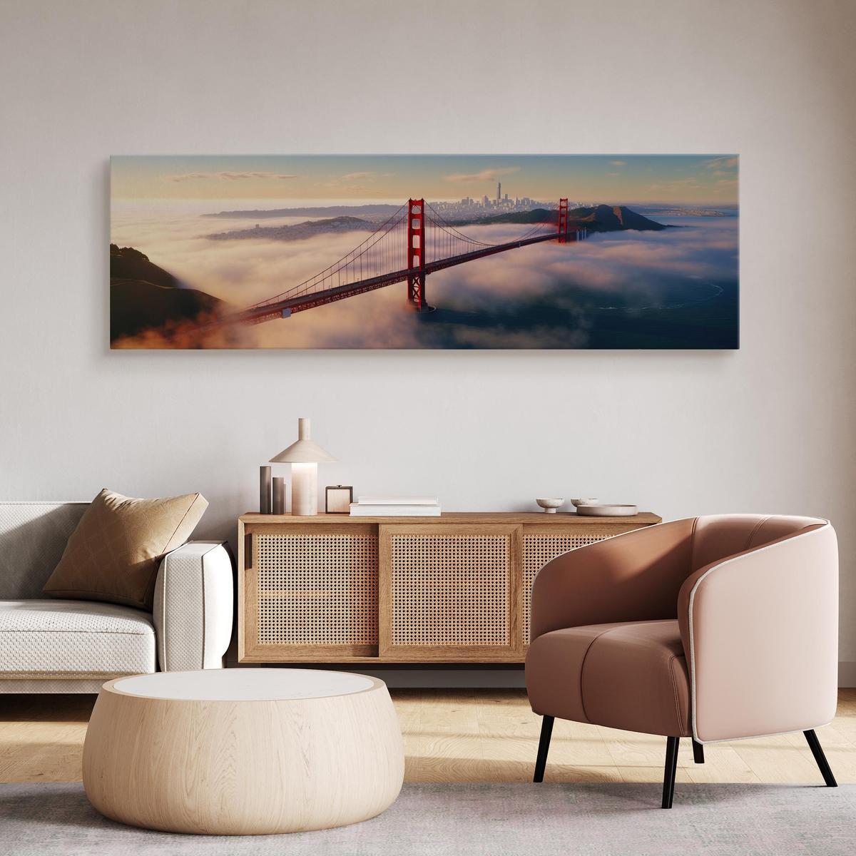 Obraz Do Salonu MOST Golden Gate We Mgle Pejzaż San Francisco 145x45cm nr. 7