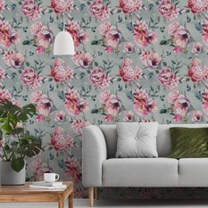 Tapeta Kolorowe Piwonie KWIATY Malowane Akwarelą 53x1000  - Miniaturka zdjęcia nr 5