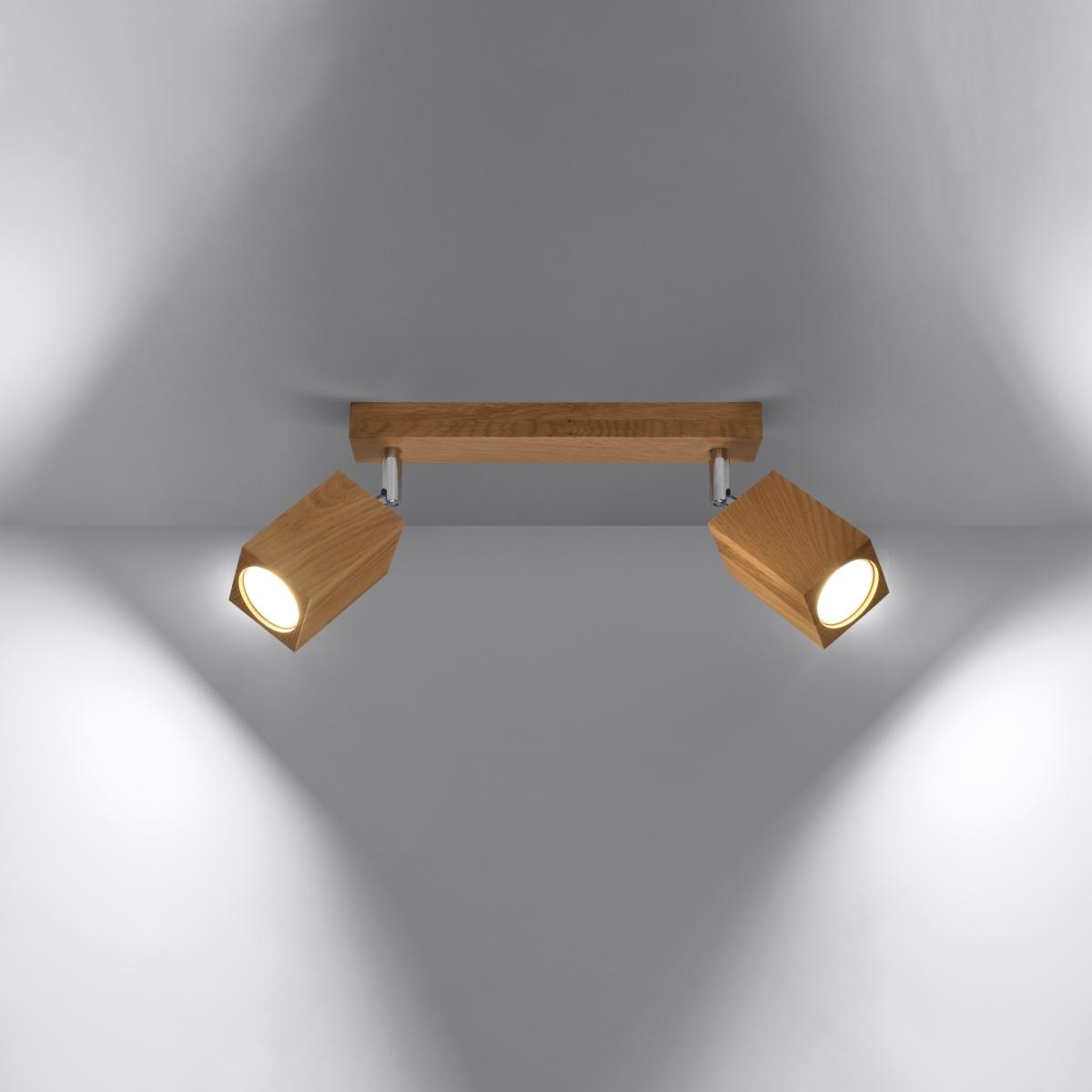 Plafon KEKE 2 dąb 20x5x30cm nowoczesna lampa GU10 do salonu  nr. 3