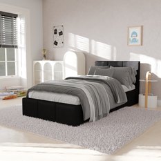 Łóżko Pojedyncze 90x200cm łóżko tapicerowane z pojemnikiem grafitowe do sypialni wezgłowie 120 cm - Miniaturka zdjęcia nr 4