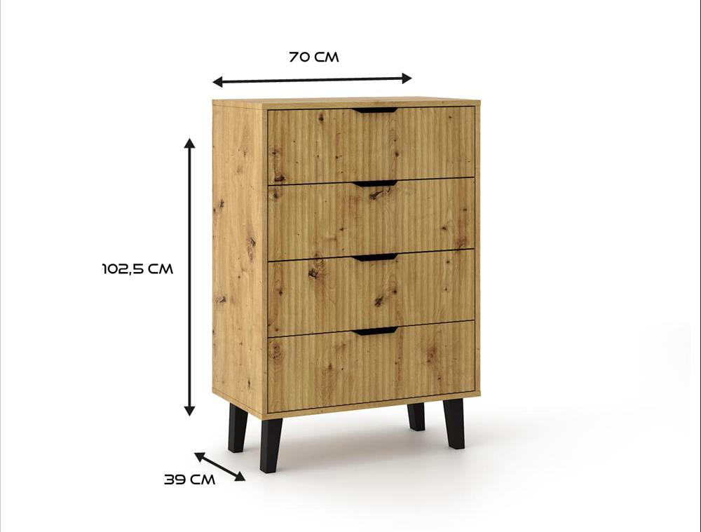 Komoda Scandi 102,5x70x39 cm do sypialni salonu slim dąb artisan nr. 3