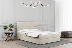 Łóżko ALMA 140x200cm z funkcją przechowywania i materacem do sypialni ecru