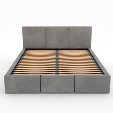 Łóżko tapicerowane do sypialni 180x200x100 cm podwójne z pojemnikiem modne szare - Miniaturka zdjęcia nr 12