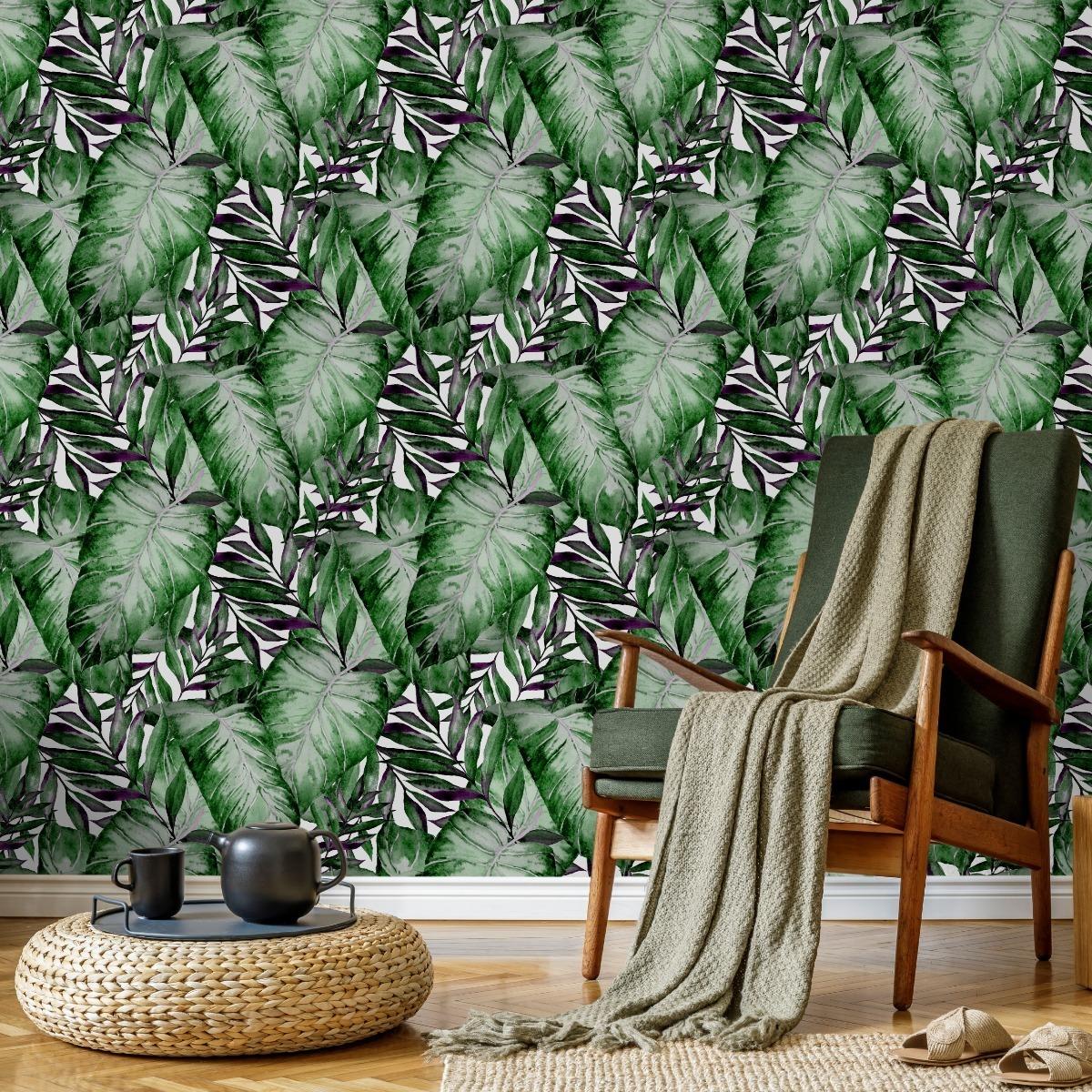 Tapeta, z Efektem 3 D, Tropikalna Dekoracja, Liście nr. 3
