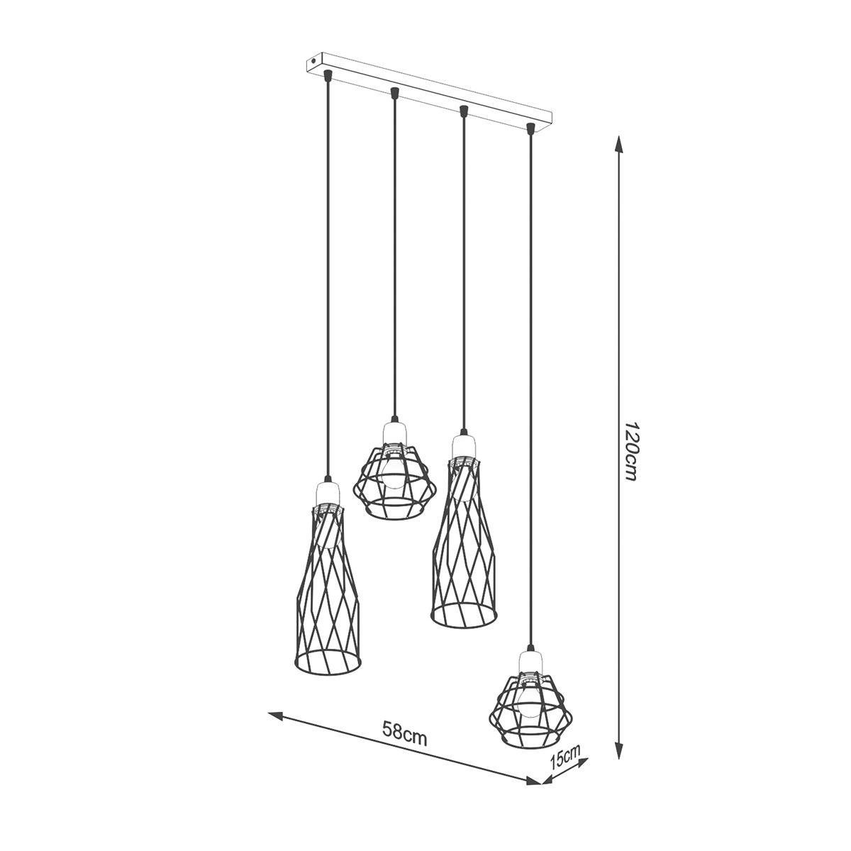 Lampa wisząca SUBA 4L czarna 120x15x58cm nowoczesna E14 do salonu nr. 5