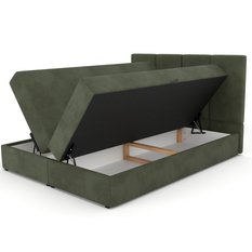 Łóżko kontynentalne 160x200x113 cm tapicerowane podwójne z materacem khaki - Miniaturka zdjęcia nr 12