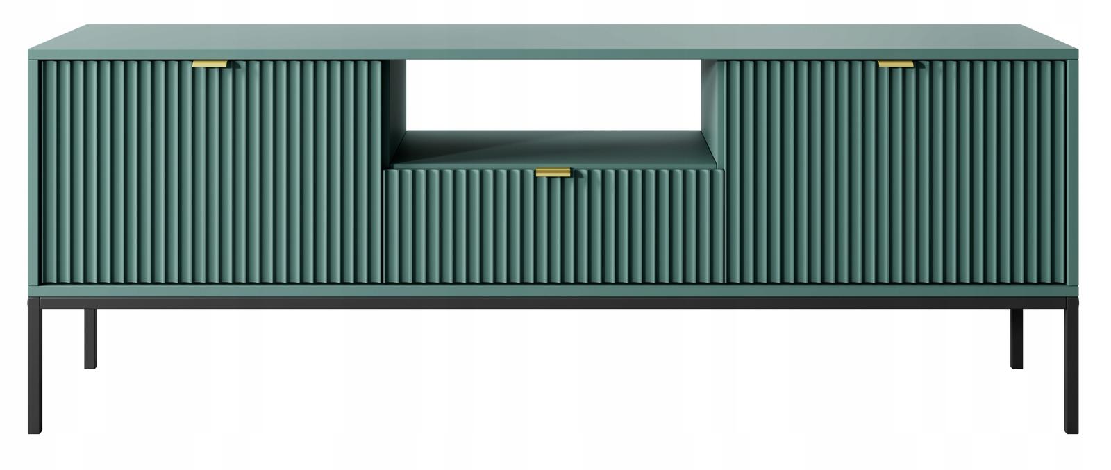 Szafka RTV 154x56x39 cm zielona na czarnych nóżkach system NOVA do salonu  nr. 2