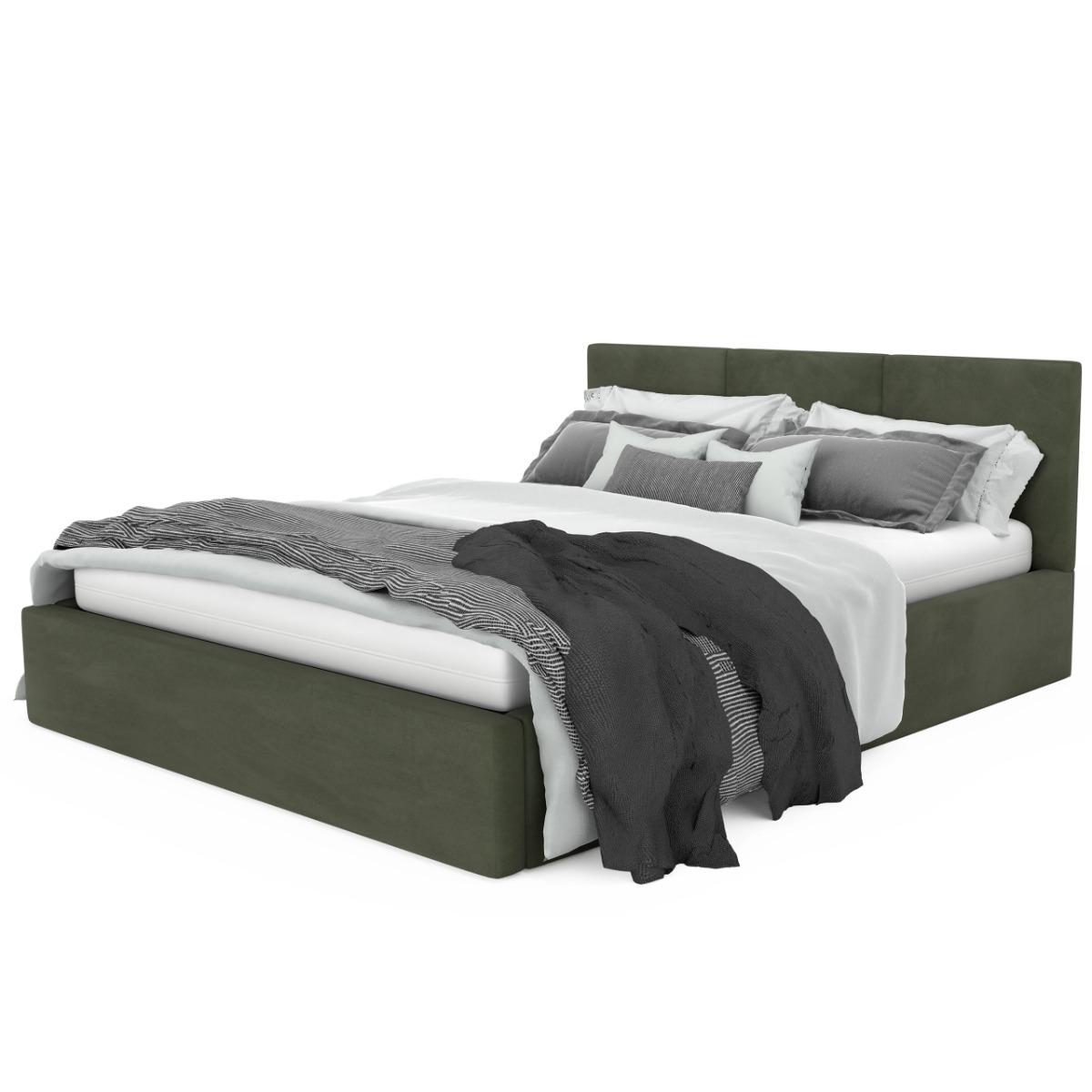 Łóżko tapicerowane  140x200x88 cm do sypialni podwójne schowek na pościel  basic khaki nr. 10