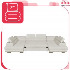 Narożnik Bosso Big 370x206x85 cm kształt U z funkcją spania welur beżowy - Miniaturka zdjęcia nr 5