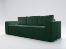 Kanapa rozkładana Verona 248x52x93 cm wersalka z funkcją spania i pojemnikiem sprężyny bonell sztruks butelkowa zieleń do salonu obrazek