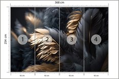Fototapeta Czarno-Złote PIÓRA Abstrakcja Efekt 3D Styl Glamour  - Miniaturka zdjęcia nr 2