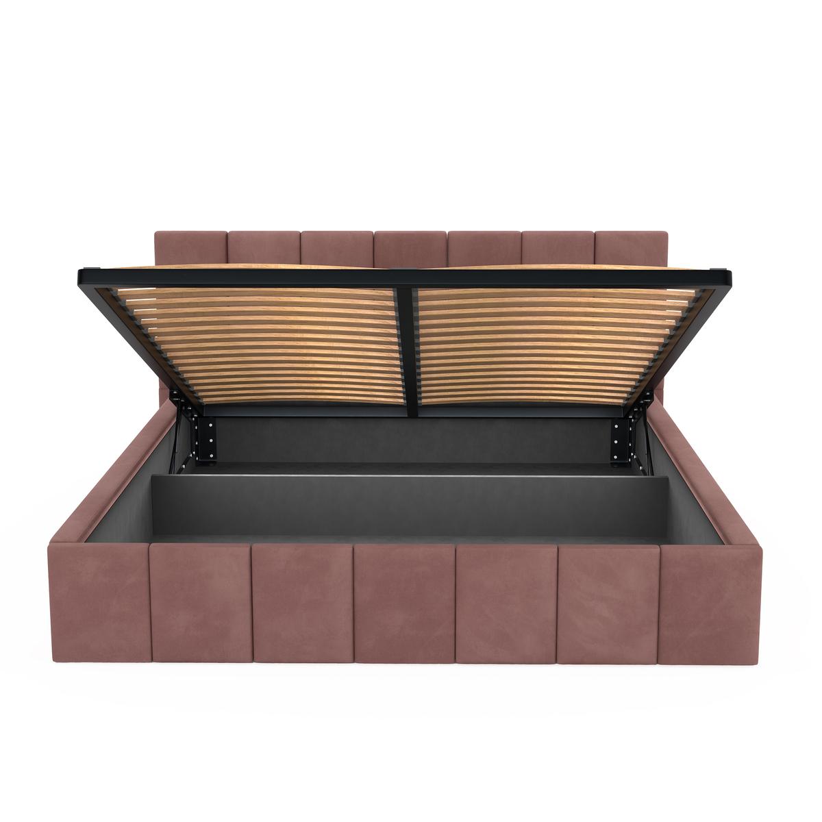 Łóżko tapicerowane 140x200 premium z pojemnikiem do sypialni brudny róż wezgłowie 107 cm nr. 12