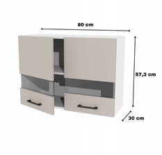 Szafka kuchenna górna wisząca 80x57x30 cm witryna kaszmir do zestawu czarne uchwyty do kuchni - Miniaturka zdjęcia nr 2