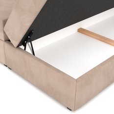 Łóżko kontynentalne 140x200x113 cm tapicerowane podwójne z materacem beżowe  - Miniaturka zdjęcia nr 13