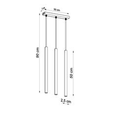 Lampa wisząca PASTELO 3 czarna 90x5x30cm nowoczesna G9 do salonu - Miniaturka zdjęcia nr 4