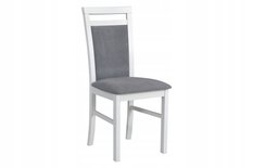 Krzesło M-5 43x93x40 cm drewniane do kuchni salonu białe drewno/szare obicie