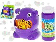 Bańki mydlane automat do baniek płyn hipopotam hipcio dla dzieci fioletowy 12x13x10 cm