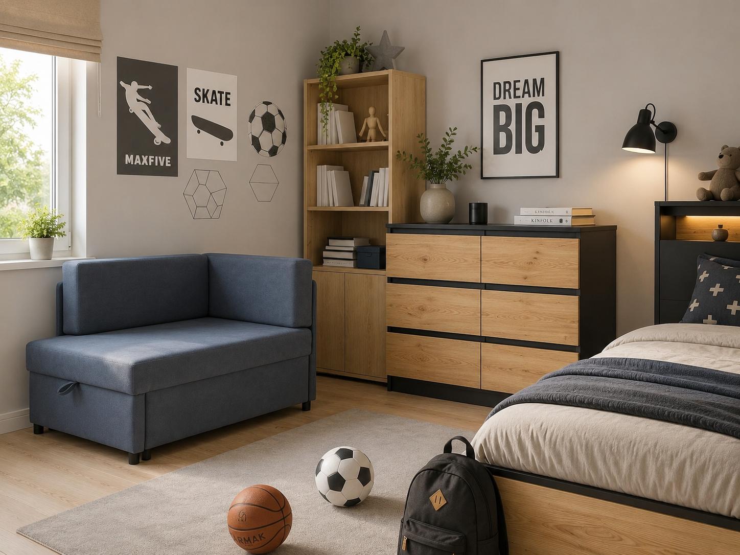 Komoda 120 cm mega cena MARTUSIA 78,5x120x40 cm z 6 szufladami dąb artisan antracyt do salonu i sypialni nr. 5