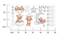 Naklejki Na Ścianę Dla Dzieci Misie 60x30 Szare Księżyce ZESTAW - Miniaturka zdjęcia nr 2