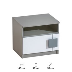 Szafka nocna 45x35x32 cm z drzwiczkami i półką biały brylant antracyt do sypialni - Miniaturka zdjęcia nr 2