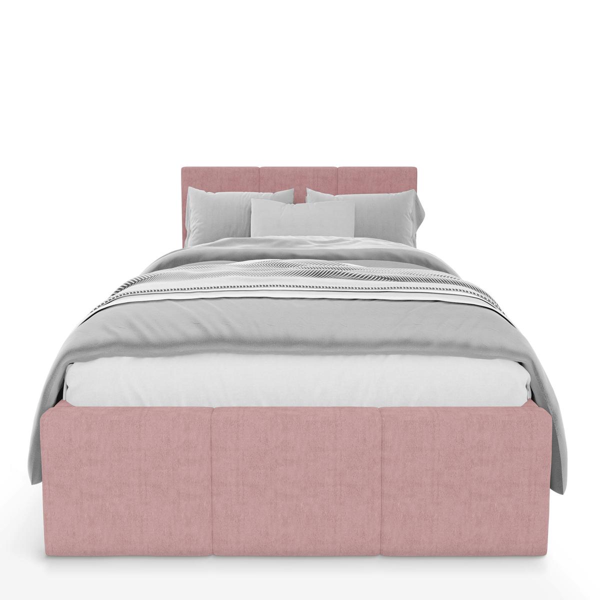 Łóżko Pojedyncze 90x200cm łóżko tapicerowane z pojemnikiem różowe do sypialni wezgłowie 120 cm nr. 6