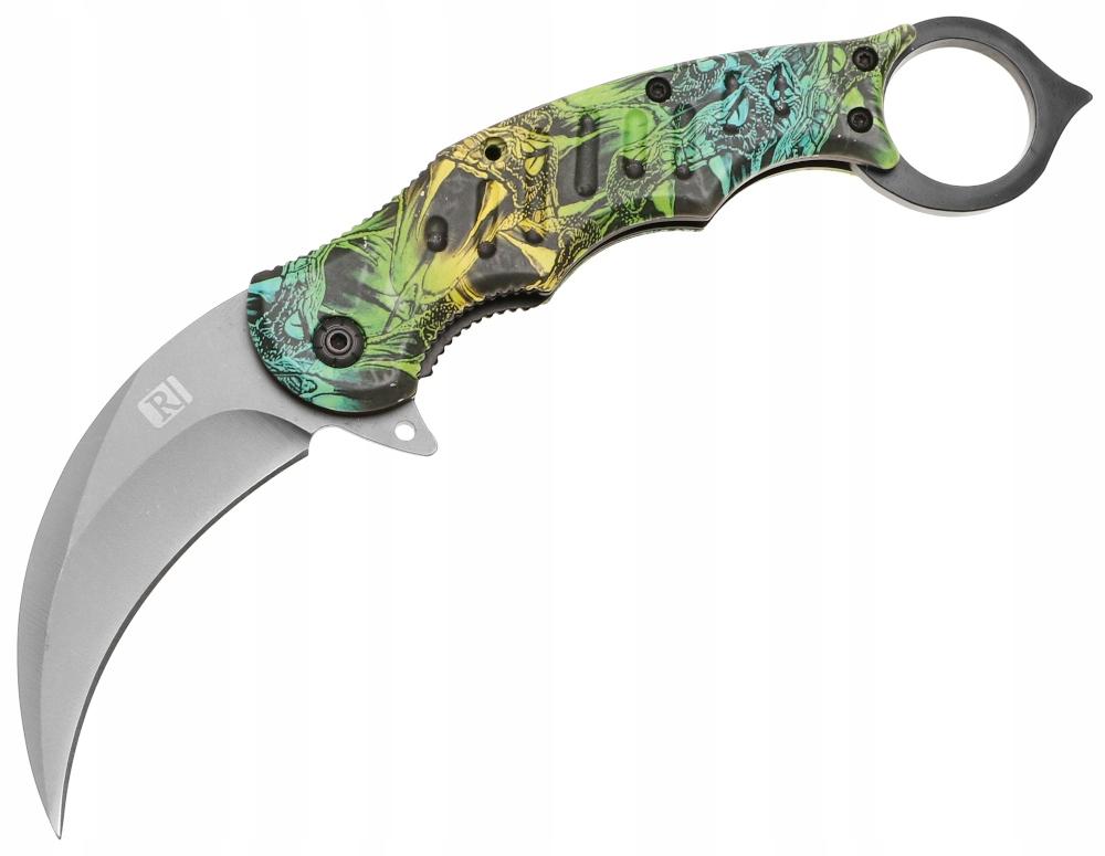 Nóż myśliwski 20 cm / 7 cm scyzoryk karambit składany turystyczny survivalowy wielobarwny