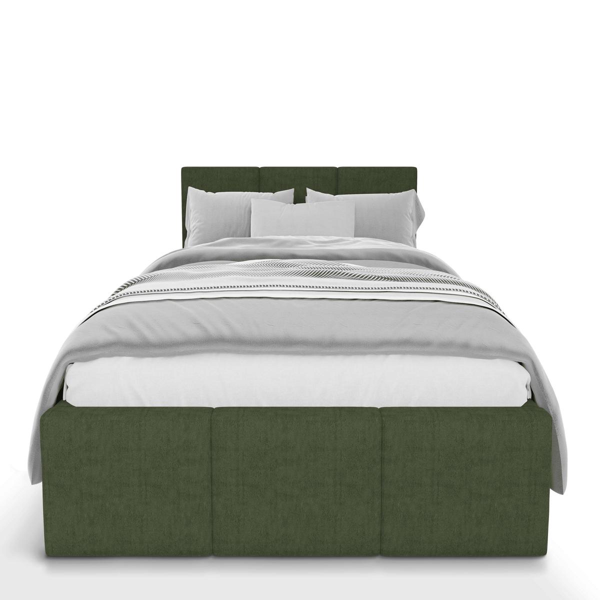 Łóżko Pojedyncze 90x200cm łóżko tapicerowane z pojemnikiem khaki do sypialni wezgłowie 110 cm nr. 6