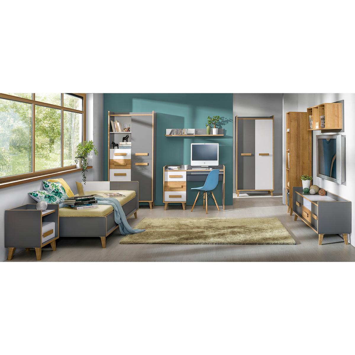 Szafka wisząca 120x17,6x16 cm  Werso antracyt biały brylantowy riviera do salonu nr. 3