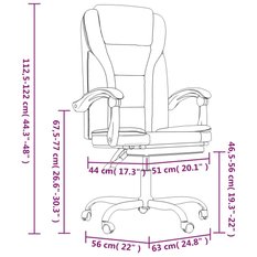 Fotel obrotowy 63x56x122 cm biurowy rozkładany z regulacją wysokości brązowy krzesło do biura lub pokoju czy nauki - Miniaturka zdjęcia nr 11