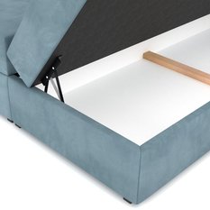Łóżko kontynentalne 160x200x113 cm tapicerowane podwójne z materacem morskie - Miniaturka zdjęcia nr 14