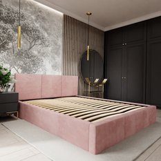 Łóżko tapicerowane 180x200x110 cm podwójne z pojemnikiem modne różowe - Miniaturka zdjęcia nr 8