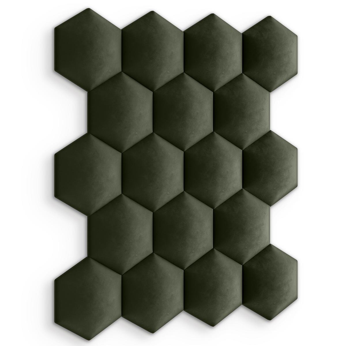 Panele tapicerowane 26x30 cm na ścianę hexagon khaki nr. 3