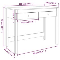 Biurko 100x50x78cm z 2 szufladami miodowy brąz lite drewno sosnowe do pokoju biura i gabinetu - Miniaturka zdjęcia nr 10