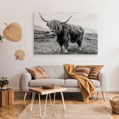 Obraz Do Salonu Krowa Szkocka Krajobraz  40x30 Klify Czarno-Biały Canvas - Miniaturka zdjęcia nr 3