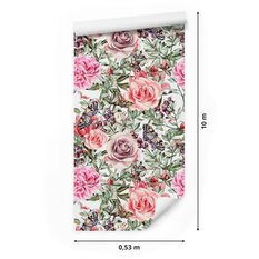 Tapeta Akwarelowe Róże Peonie KWIATY Owoce Motyle 53x1000  - Miniaturka zdjęcia nr 2