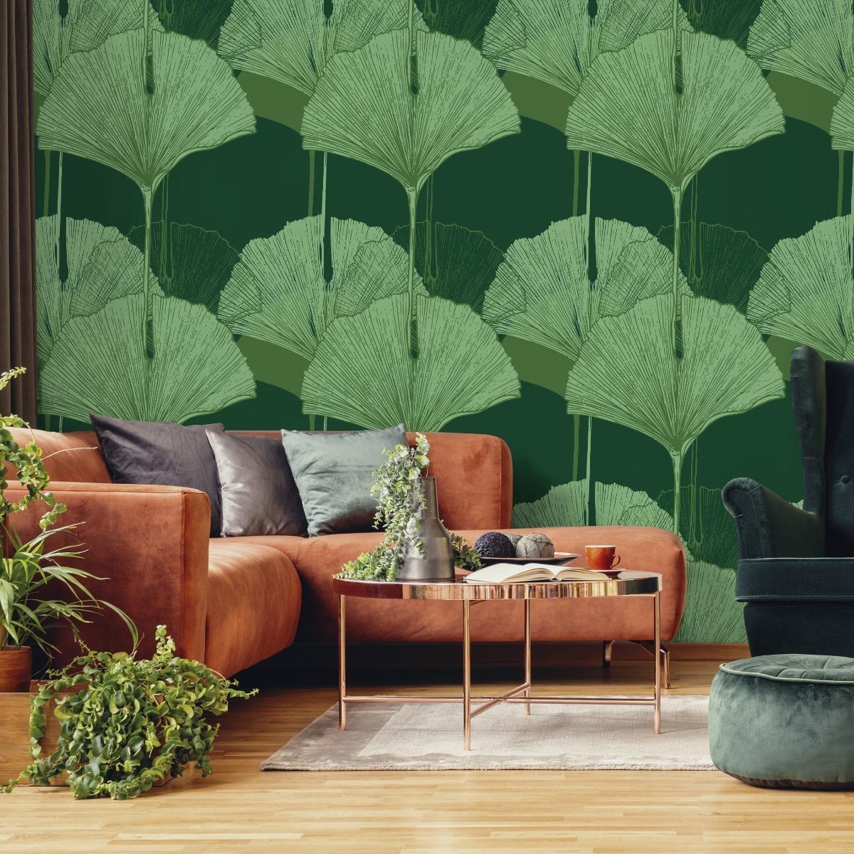 Tapeta zielone liście natura przyroda do salonu  nr. 6