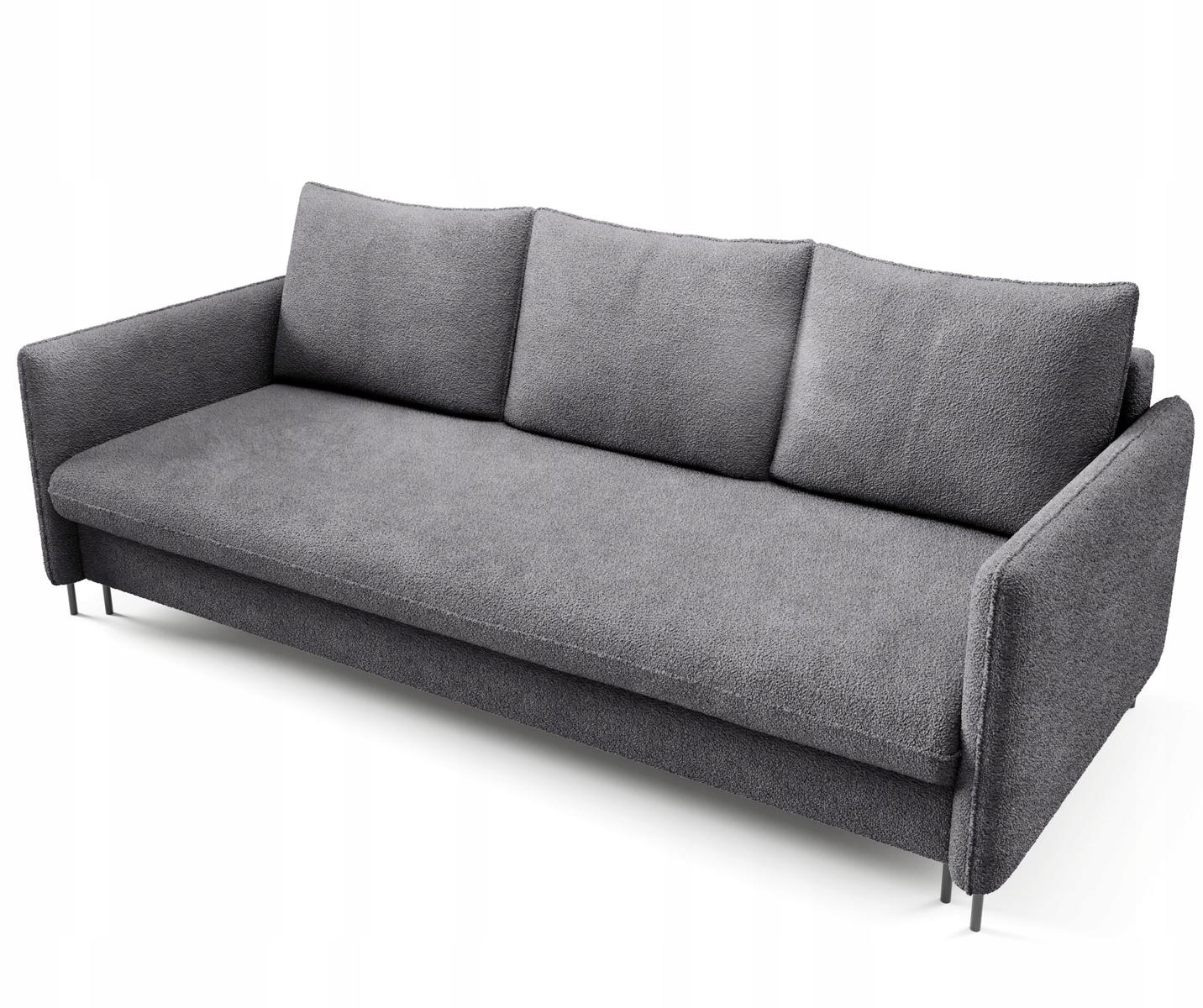 Kanapa BELISSA 216x91x98 cm sofa z funkcją spania z pojemnikiem BOUCLE szara do salonu nr. 1