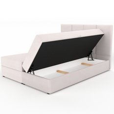 Łóżko kontynentalne 160x200x113 cm tapicerowane podwójne z materacem kremowe - Miniaturka zdjęcia nr 19