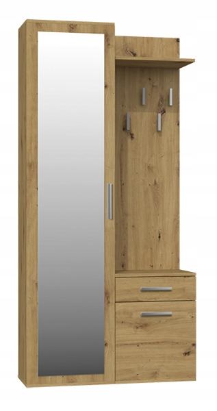 Garderoba z lustrem DUO 50x124x35 cm wieszaki szafa biała do przedpokoju nr. 3